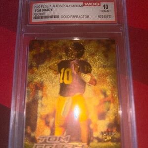 PSA 2000 fleer ultra polychrome Tom Brady rookie gold reflector gem mint conditi